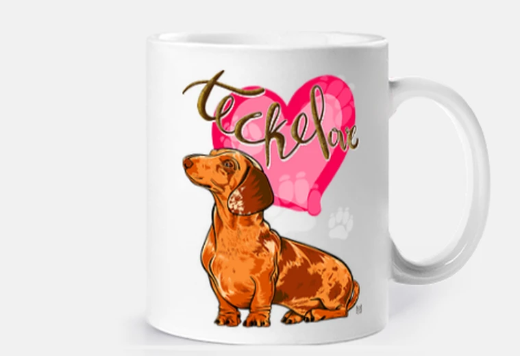 Mug tasse blanche. teckel 003
