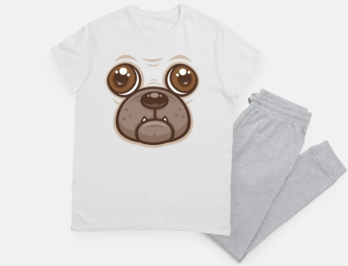 Pyjama tasse de carlin de dessin animé visage 