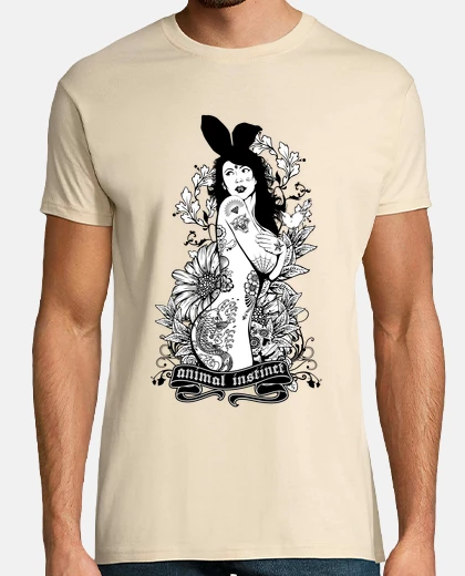 T-shirt tattoo bunny girl - animal instinct
