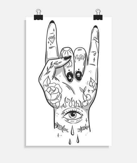 Poster tatuaggio a mano poster rock and roll soggiorno armadio studio negozio boutique poster