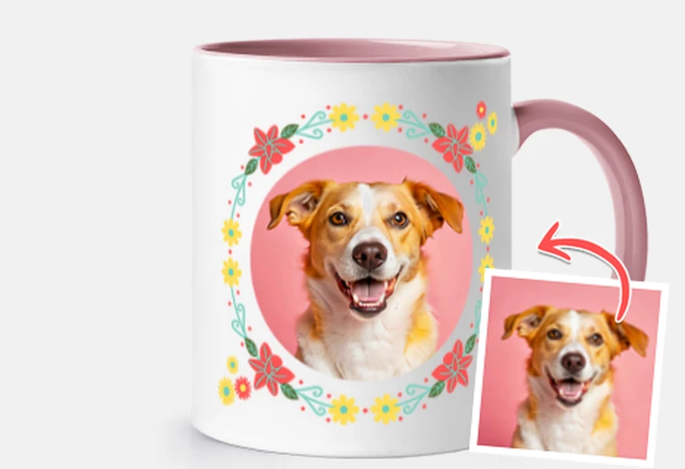 Taza taza circulo flores foto personalizable