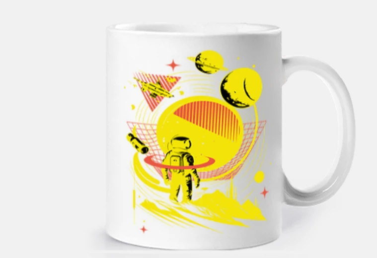 Taza taza de estación personalizable astronauta frente a las estrellas