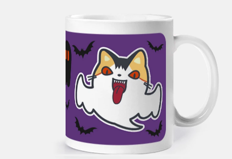 Taza Lick or Treat gato fantasma tumba