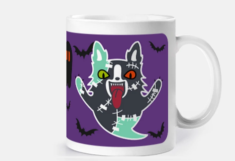 Taza Lick or Treat perro zombie tumba