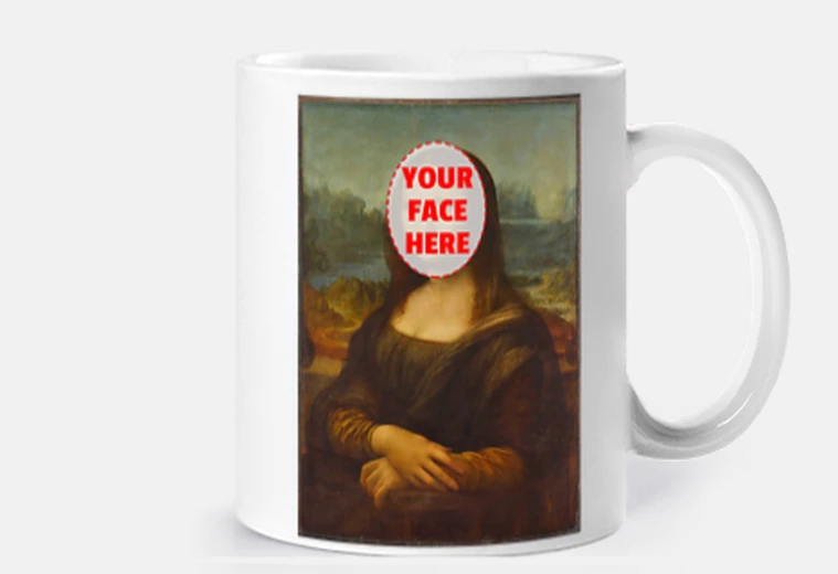 Taza taza mona lisa coffee makes me smile cara personalizable