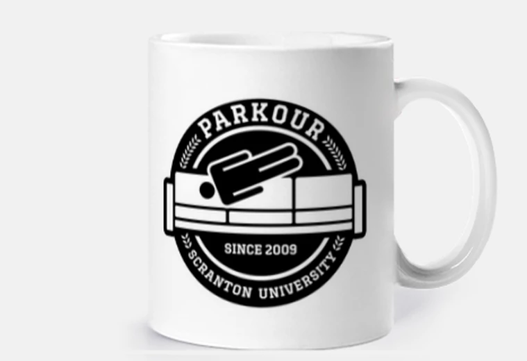 Taza Taza Parkour, The Office, Michael Scott, Scranton University, Extremo, Serie TV, Fan Art, Cultura Po