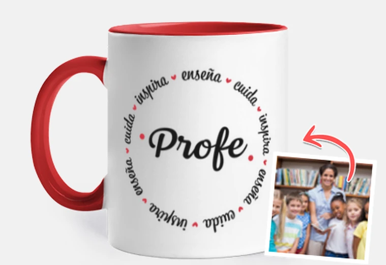 Taza taza un profe enseña cuida inspira con foto personalizada