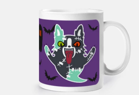 Taza Lick or Treat perro zombie tumba