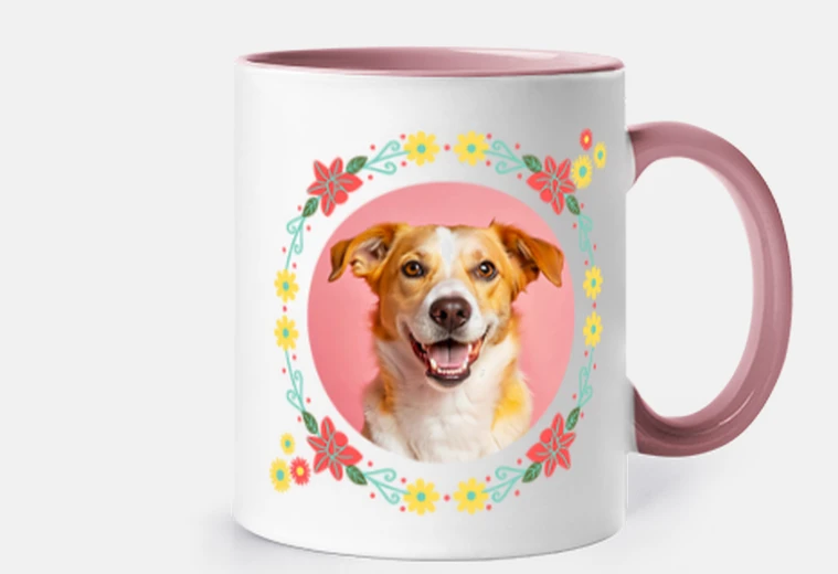 tazza cerchio di fiori con foto personalizzabile