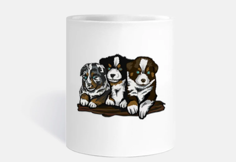 Tazza tazza di bebè di pastore australiano da un allevatore molto bella creazione di un artista raro colle