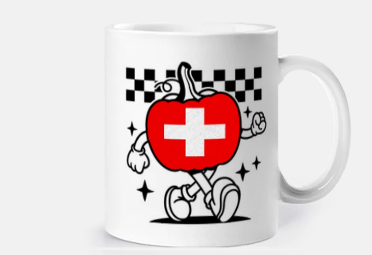 Tazza tazza divertente personalizzabile con bandiera ambulante di swiss pepper