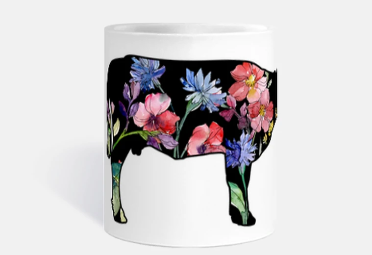 Tazza tazza fiore mucca moda boho chic fattoria fiera