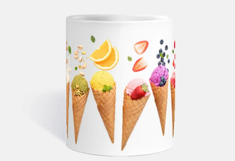 Tazza tazza in ceramica, cono gelato, vaniglia, pistacchio, fragola, lampone, ricetta, vacanza, spiaggia, 