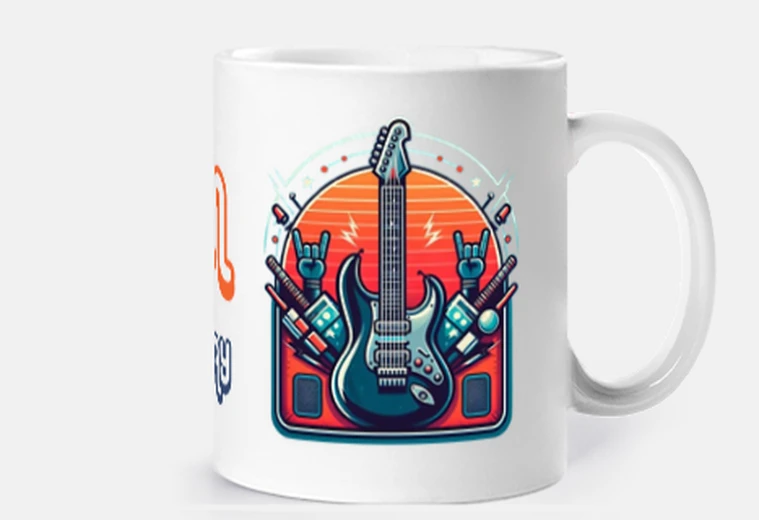 Tazza tazza per chitarra new school blu e arancione