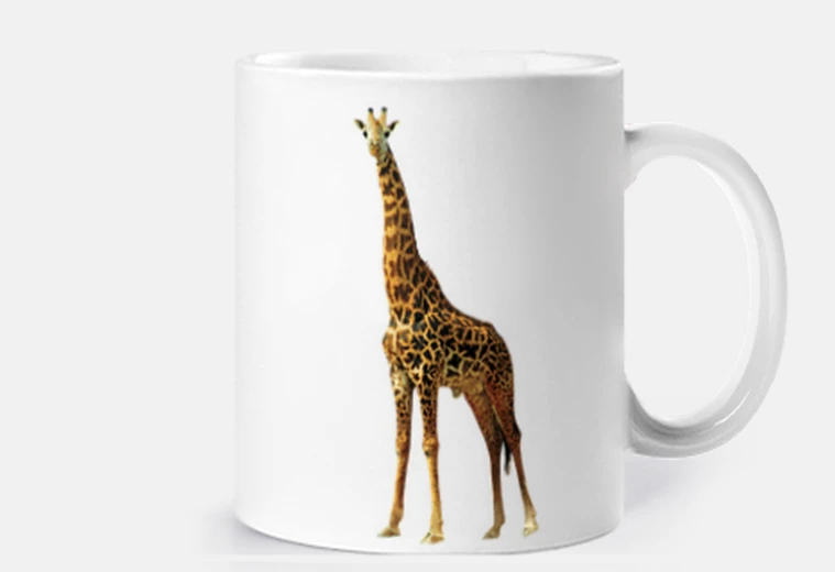 Tazza tazza personalizzabile con giraffa a collo lungo e cuore più grande dello zoo
