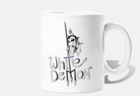 tazza bianca del demone