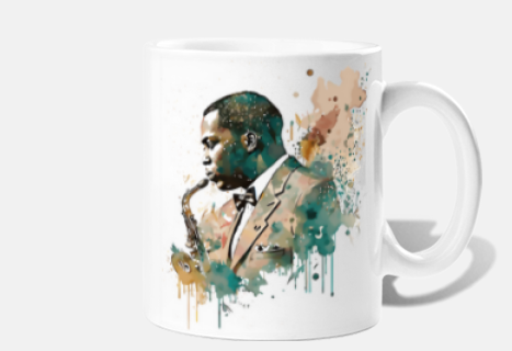 tazza da tè e caffè personalizzabile con sassofonista jazz anni &#39;30