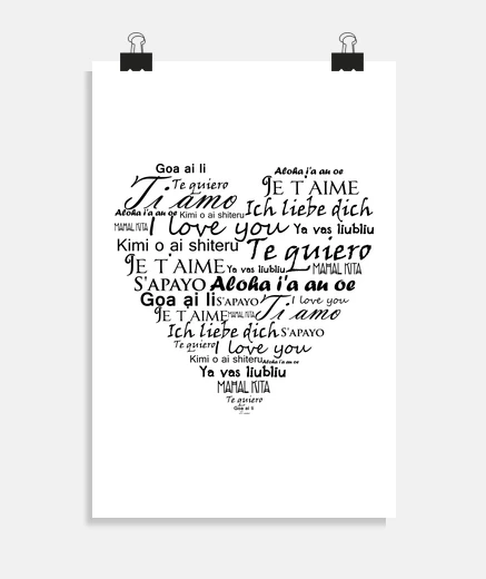 Póster Te quiero en varios idiomas