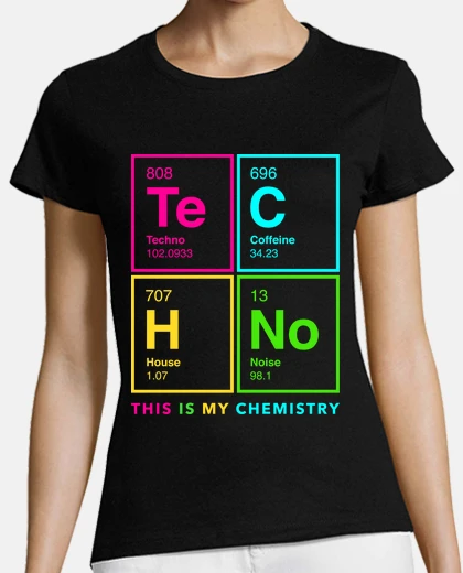 Camiseta tech no tabla periódica de techno edm rave dj