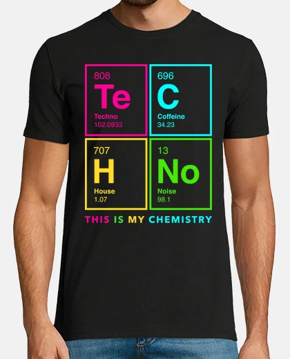 Tee-shirt tech pas de tableau périodique des techno edm rave dj