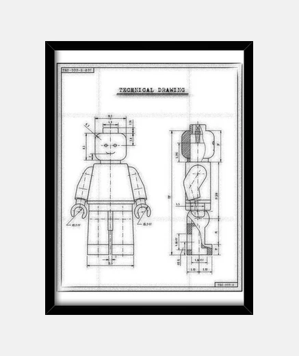 Framed technical drawing - man