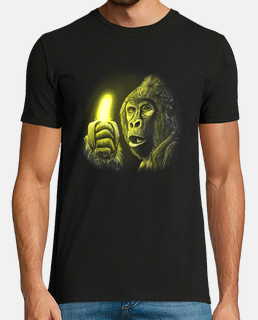techno parade gorilla monkey men&#39;s t-shirt with a luminous banana