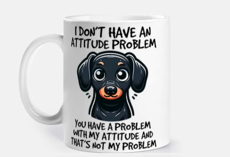 Mug teckel caractere provocateur chien probleme tasse café thé croissants tisane connu attitude