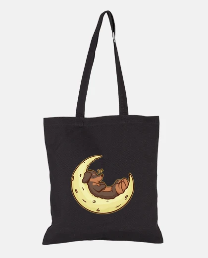 Sac teckel mignon qui dort sur la lune ,sac de femme dessin très tendre , 