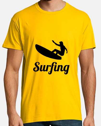 T-shirt tee shirt da surf uomo, giallo senape, premium