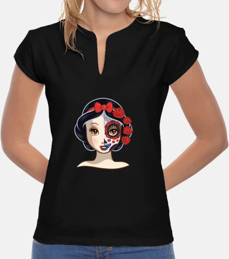 Tee-shirt Tee shirt femme, col mao, noir