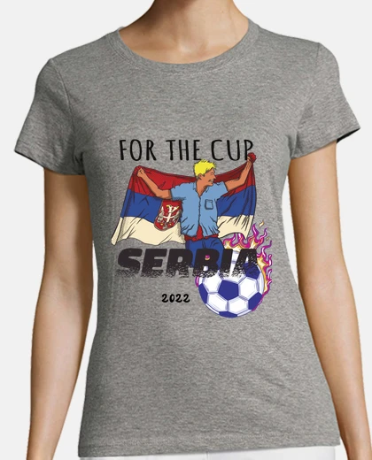 Tee-shirt tee shirt femme maillot de supporter qui soutient l équipe de football de  la Serbie pour la coupe d