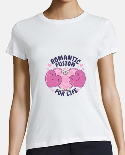 Tee-shirt tee shirt femme romantique amour fusion pour la vie a offrir pour la saint valentin ou autres