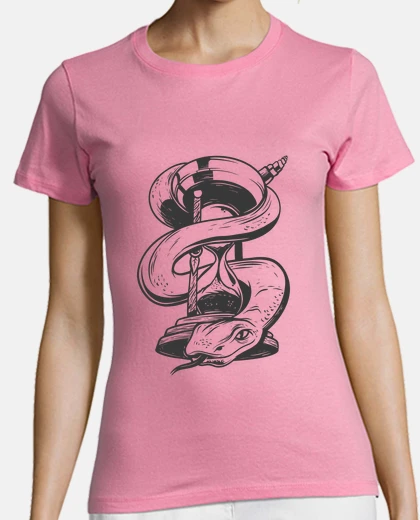 Tee-shirt tee shirt femme tatouage ,sablier serpent ,hourglass,tatouage, fr