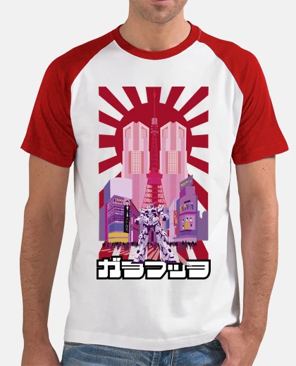 Tee-shirt Tee shirt homme, style baseball, blanc et rouge