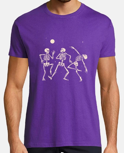 Tee-shirt tee shirt homme violet  et autres couleurs, squelettes qui jouent au basketball ave
