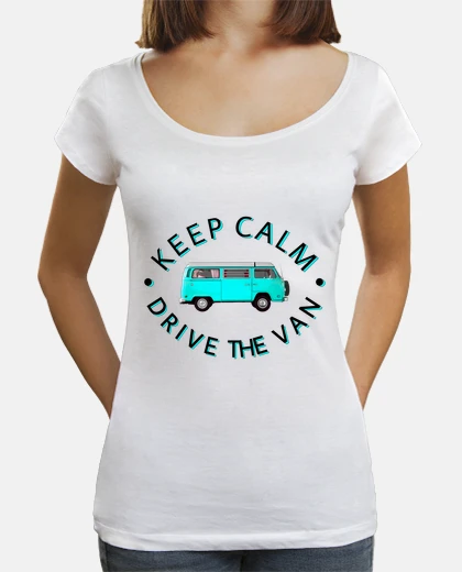 Tee-shirt tee-shirt keep calme, conduisez le van - cyan et noir