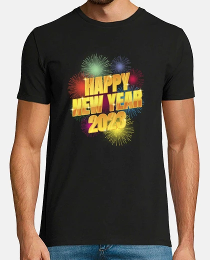 T-shirt tee shirt nera da uomo felice anno nuovo 2023 buon natale amore pace