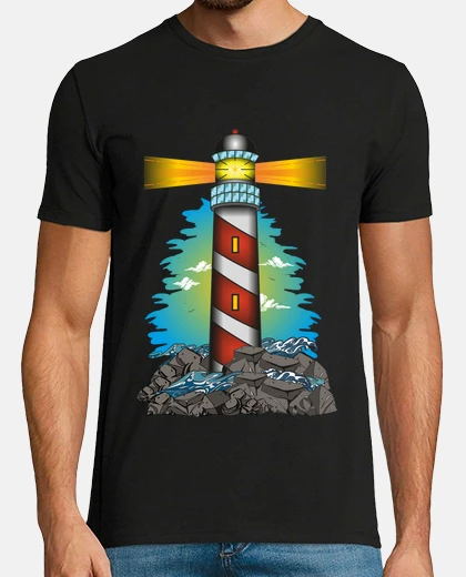 Tee-shirt tee shirt phare old school ciel rouge