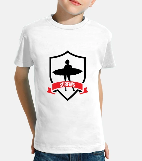 Abbigliamento tee shirt surf bambino, manica corta, bianco