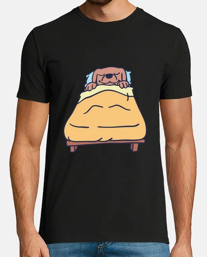 T-shirt tee shirt uomo appena uscita dal mio letto. cane nella sua l