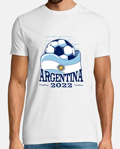 T-shirt tee shirt uomo della squadra di calcio dell&#39;argentina 2022 della coppa del mondo. tee shirt coll