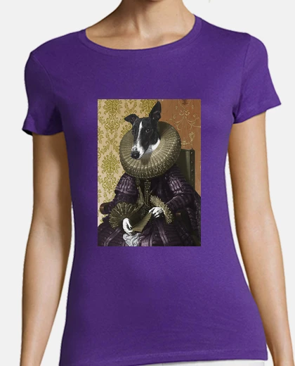 T-shirt tee shirt viola da donna e altri colori, carnevale di cani, vestito da re sole, style lui