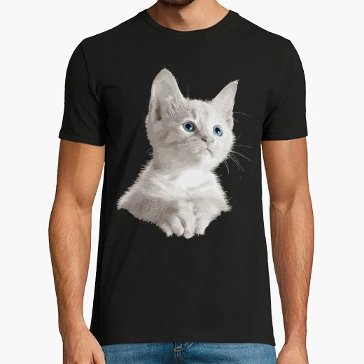 Tee Shirt Petit Chaton Blanc Yeux Bleus Tostadora Tee Shirt Petit Chaton Blanc Yeux Bleus Tostadora
