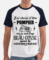 Homme Beau Gosse et Pompier Cadeau Humour Pompier T-Shirt : : Mode