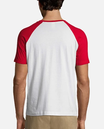 tee shirt homme style baseball blanc et rouge