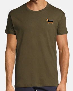 Tee shirt homme, style rétro, chocolat et bleu ciel