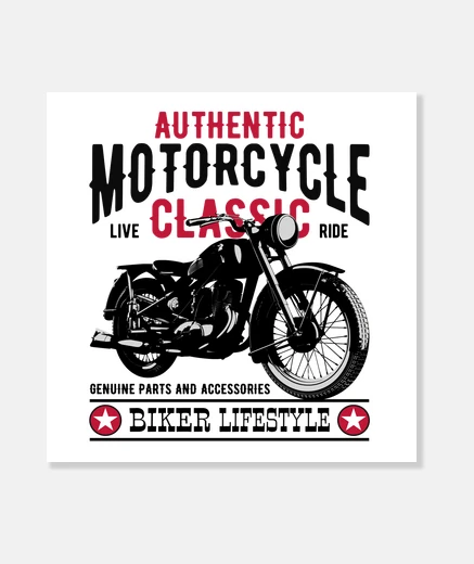 Stampa tela biker motorcycle autentica meccanica classica meccanica custom motociclisti anni &#39;70 -&#39;