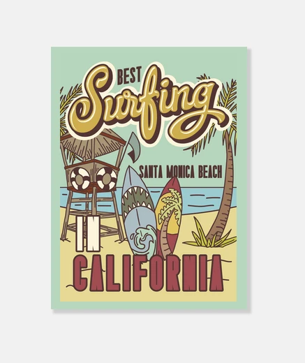 Stampa tela estate beach surf california surf sole estate surfista spiaggia