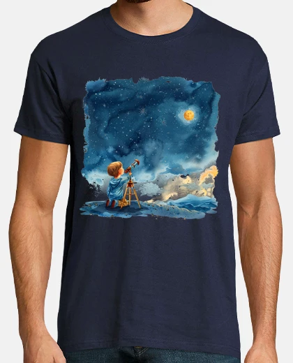 Camiseta telescopio infantil mira la luna