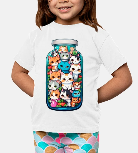 Ropa tendencia de moda gatos en un frasco